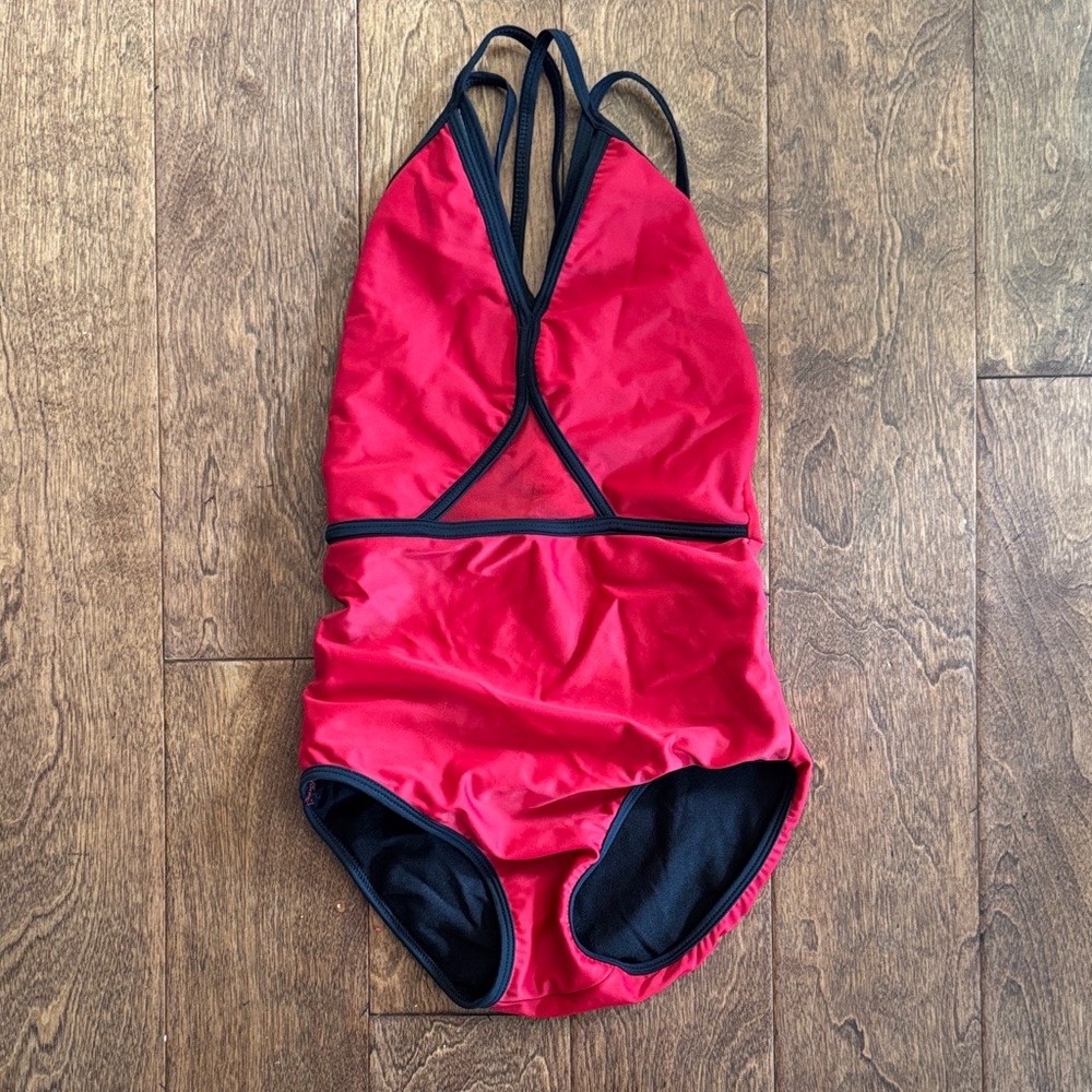 Red  with Black Trim leotard from Five